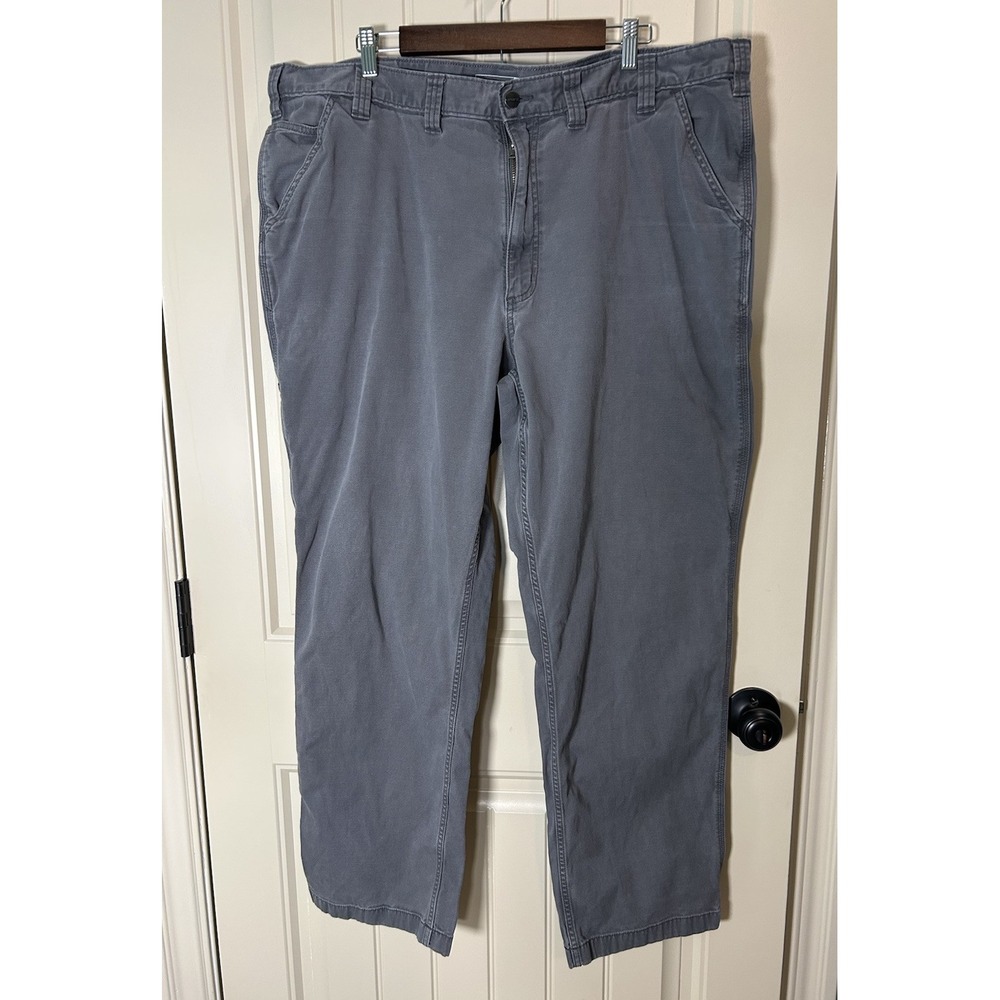 Carhartt Men's Rugged Flex Relaxed Fit 44x32 Canvas Work Pants Gray Carpenter